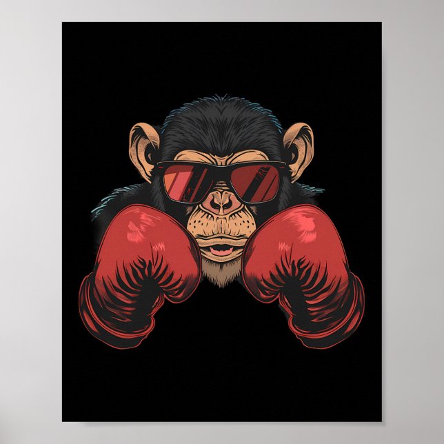 Boxer Affe mit Boxhandschuhen Kickboxing Funny B Poster (Vorne)