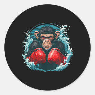 Boxer Affe mit Boxhandschuhen Kickboxing Funny B Runder Aufkleber