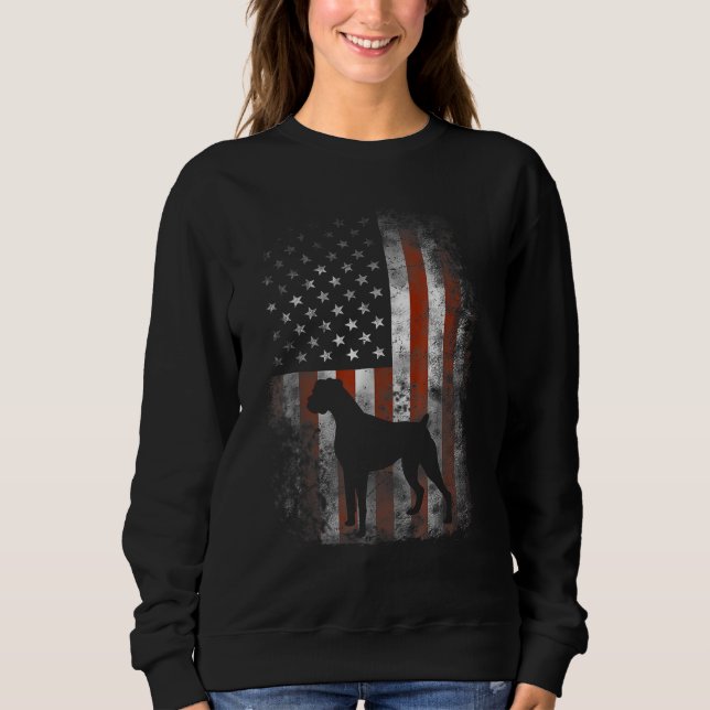 Boxer American Flag USA 4th Of July Dog Sweatshirt (Vorderseite)