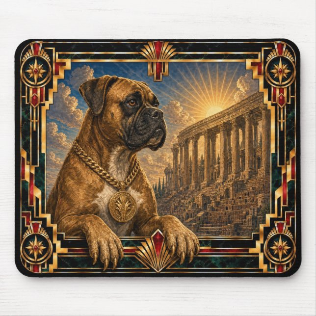 Boxer, Art Deco Hund Mousepad (Vorne)