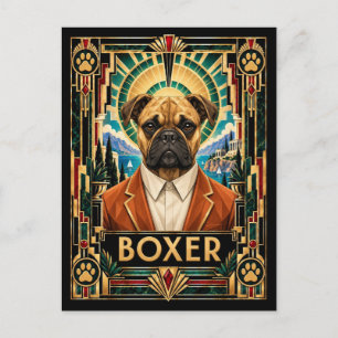 Boxer, Art Deco Hund Postkarte