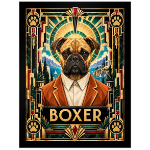Boxer, Art Deco Hund Postkarte