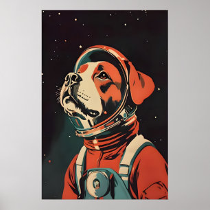 Boxer Astronaut Poster, Boxer Retro Druck, Boxer Poster