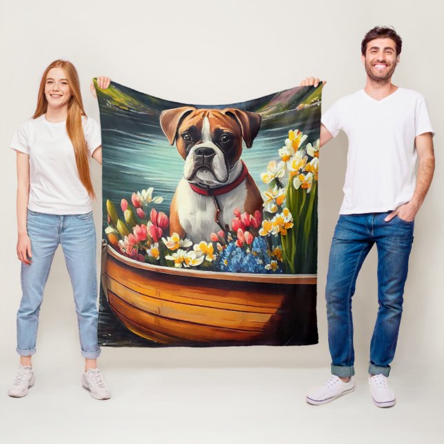 Boxer auf einem Paddle: Ein Landschaftliches Abent Fleecedecke (Beispiel)