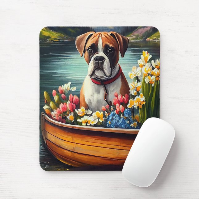 Boxer auf einem Paddle: Ein Landschaftliches Abent Mousepad (Mit Mouse)