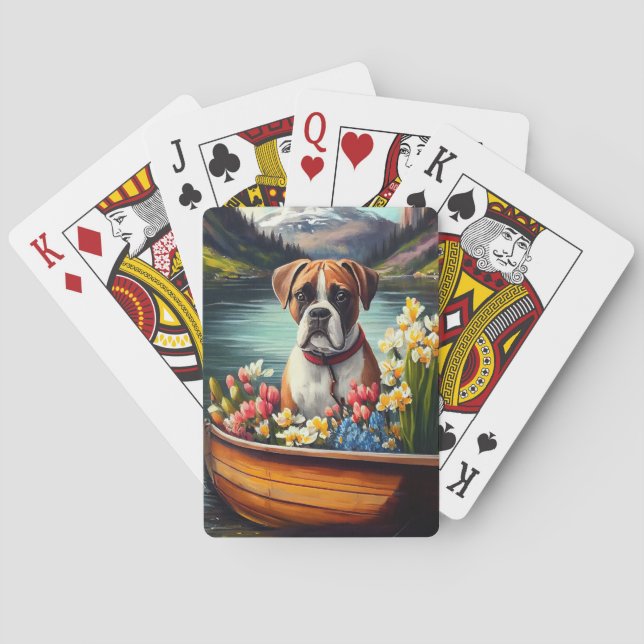 Boxer auf einem Paddle: Ein Landschaftliches Abent Spielkarten (Rückseite)