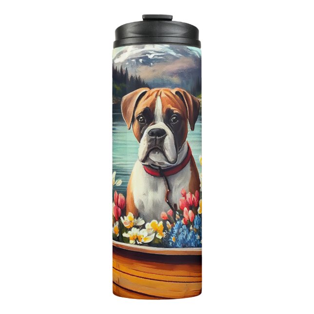 Boxer auf einem Paddle: Ein Landschaftliches Abent Thermosbecher (Vorderseite)