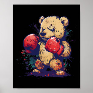 Boxer-Bär mit Boxhandschuhen Kickboxen Lustiges Bo Poster