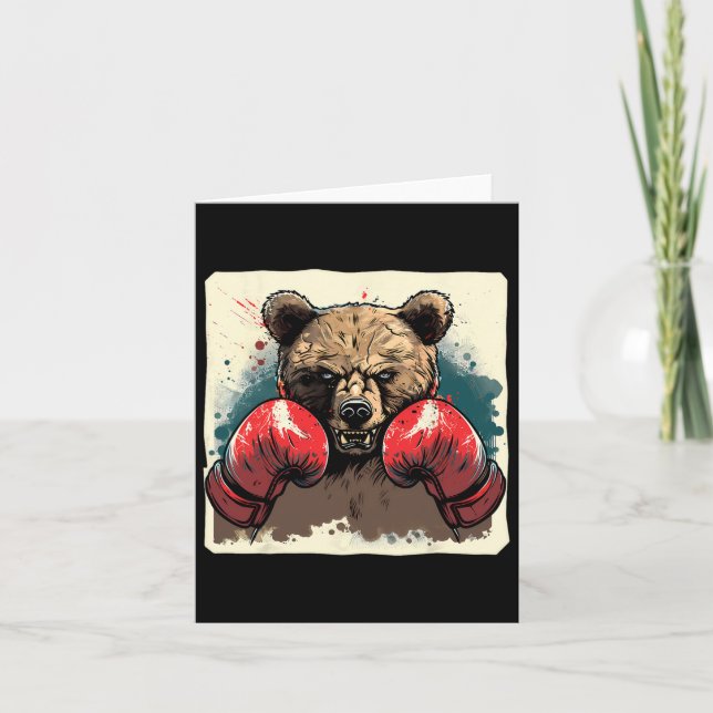 Boxer Bär mit Boxhandschuhen Kickboxing Funny Box Karte (Vorderseite)
