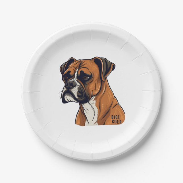 Boxer Bark Designs Punchy Grafik-Designs Pappteller (Vorderseite)