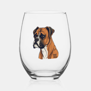 Boxer Bark Designs Punchy Grafik-Designs Weinglas Ohne Stiel