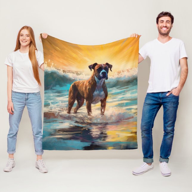 Boxer Beach Surfen Malerei Fleecedecke (Beispiel)