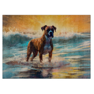 Boxer Beach Surfen Malerei Schneidebrett