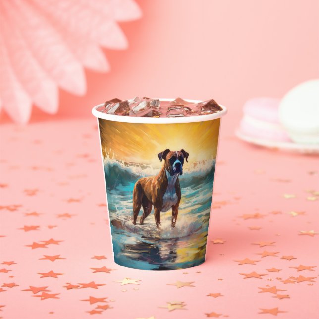 Boxer Beach Surfmalerei Pappbecher (Insitu)