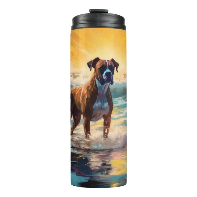 Boxer Beach Surfmalerei Thermosbecher (Vorderseite)