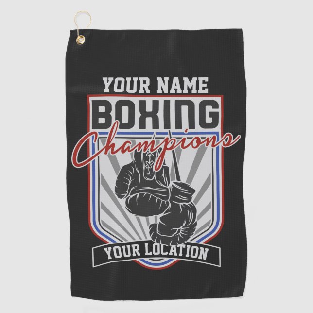 Boxer-Boxer-Fitness-Spiel für personalisierte Boxm Golfhandtuch (Vorderseite)