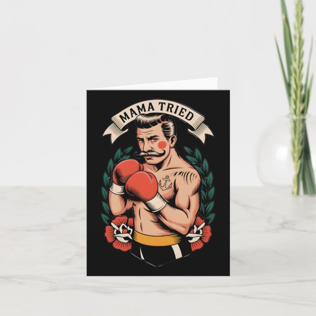 Boxer Boxing American Traditional Tattoo Art Flash Karte (Vorderseite)