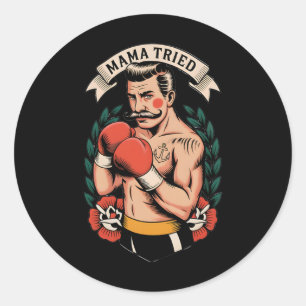 Boxer Boxing American Traditional Tattoo Art Flash Runder Aufkleber