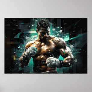 Boxer Boxing Sport Malerei Abstrakte Art Deco Poster