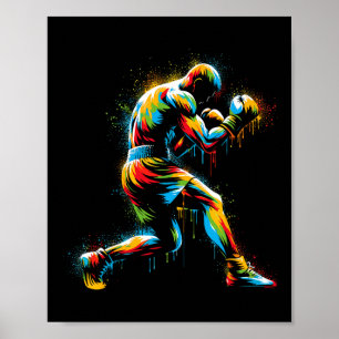Boxer Boxring Colorful Sport Kickboxer Trainer Poster