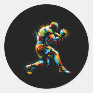 Boxer Boxring Colorful Sport Kickboxer Trainer Runder Aufkleber