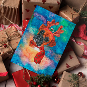 Boxer Breed Dog Christmas Feiertagspostkarte