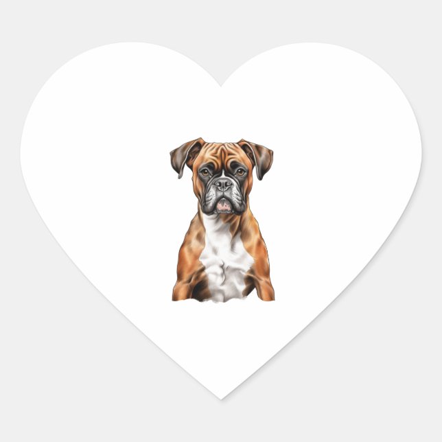 Boxer Buddies Niedlich Hunde Designs für Loyal Box Herz-Aufkleber (Vorderseite)