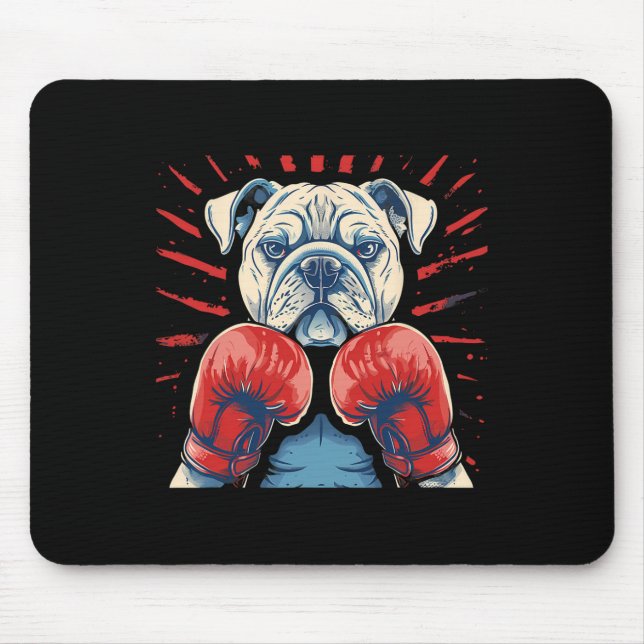 Boxer Bulldog mit Boxhandschuhen Kickboxing Funny Mousepad (Vorne)