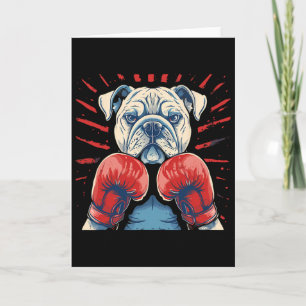 Boxer Bulldogge mit Boxhandschuhen Kickboxen Lusti Karte