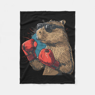 Boxer Capyra mit Boxhandschuhen Kickboxen Lustig B Fleecedecke
