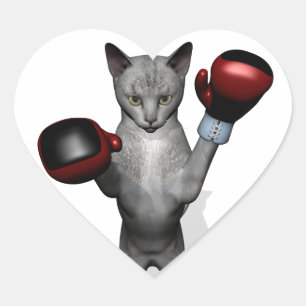 Boxer Cat Herz-Aufkleber