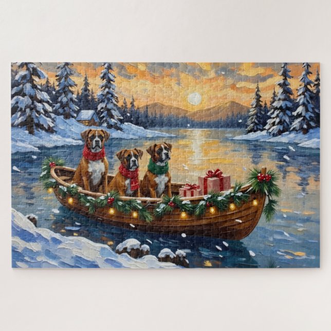 Boxer Christmas Boat Holiday (Horizontal)