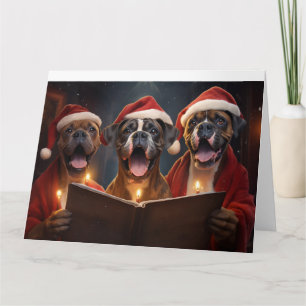 Boxer Christmas Carolers Spaß Urlaub Karte
