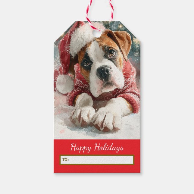 Boxer Christmas Gift Tag Geschenkanhänger (Vorderseite)