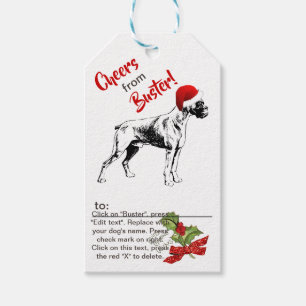 Boxer Christmas Holly Snowflake personalisieren Geschenkanhänger
