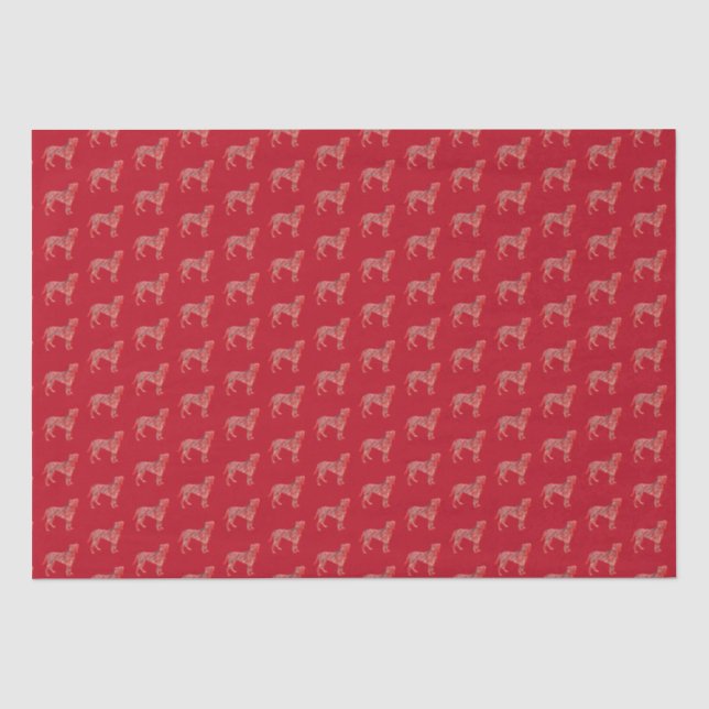 Boxer Christmas Hund Niedliche Silhouette Red Seidenpapier (Vorderseite)