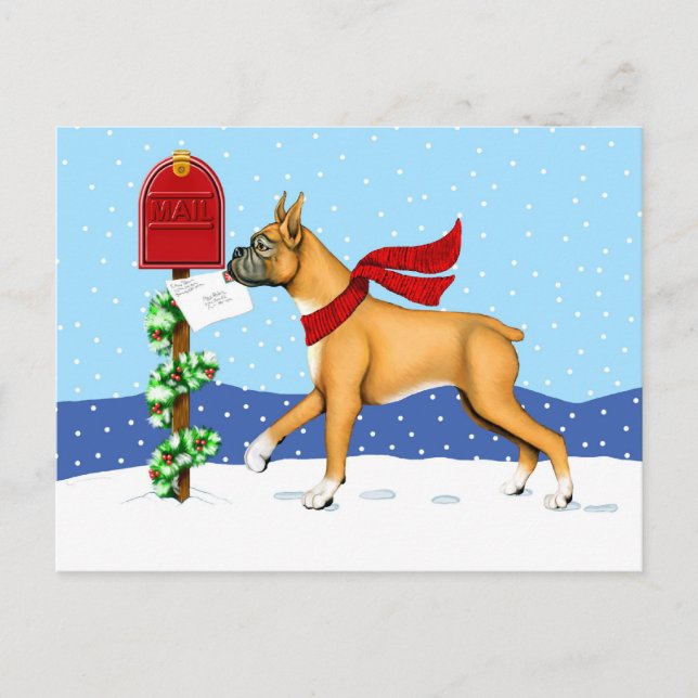 Boxer Christmas Mail Feiertagspostkarte (Vorderseite)