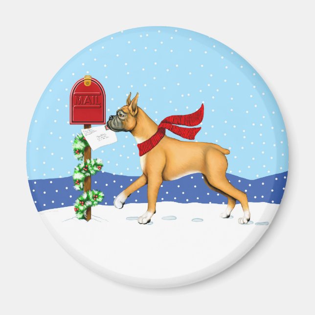 Boxer Christmas Mail Magnet (Vorne)