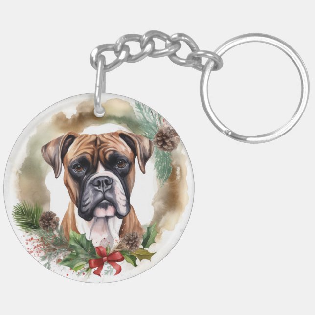 Boxer Christmas Wreath Festive Pup (Dos gauche)
