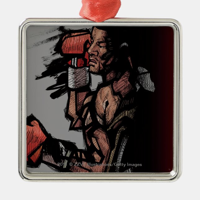 Boxer, der sich hinlegt silbernes ornament (Vorne)