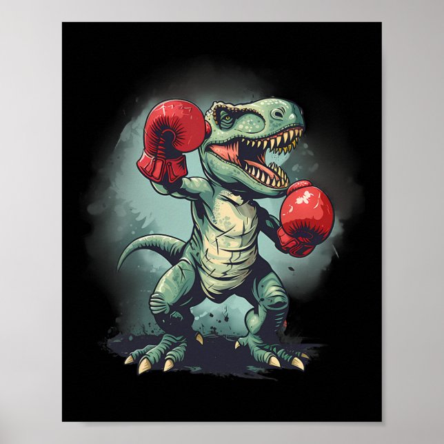 Boxer Dinosaur Boxing Dino Kickboxing T-rex Boxing Poster (Vorne)