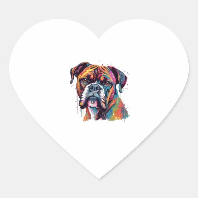 Boxer Dog 2 Herz-Aufkleber (Vorderseite)