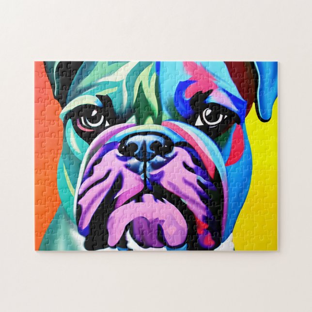 Boxer Dog Abstrakt farbiges Portrait (Horizontal)