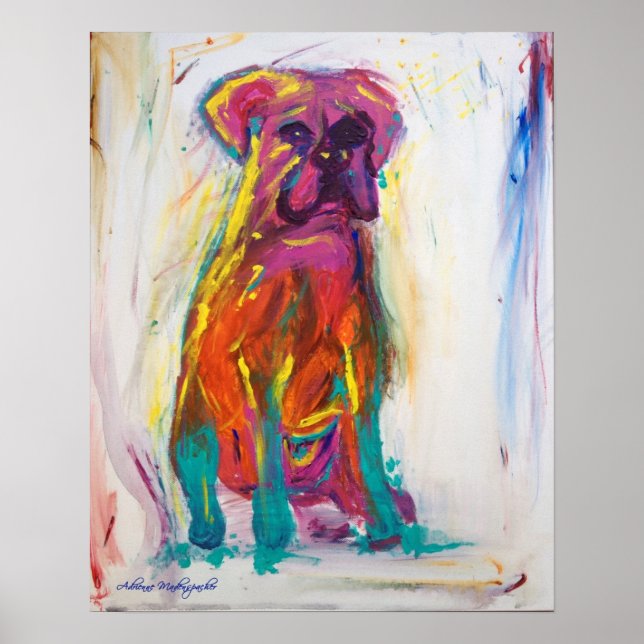 Boxer Dog Abstrakt Poster (Vorne)