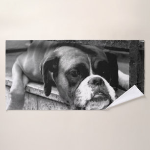 Boxer Dog auf Windows btcnm Badhandtuch Set