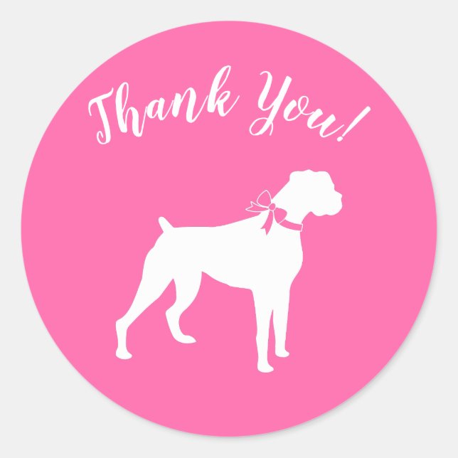 Boxer Dog Baby Dusche Pink Girl Runder Aufkleber (Vorderseite)