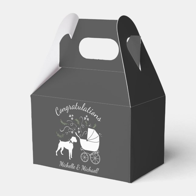 Boxer Dog Baby Dusche Welpe Grau Geschenkschachtel (Vorderseite)