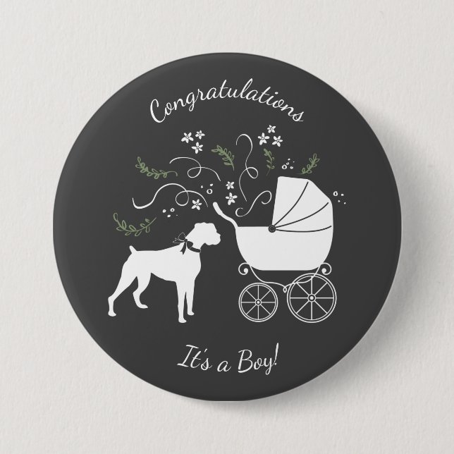Boxer Dog Baby Shoppy Puppy Button (Vorderseite)