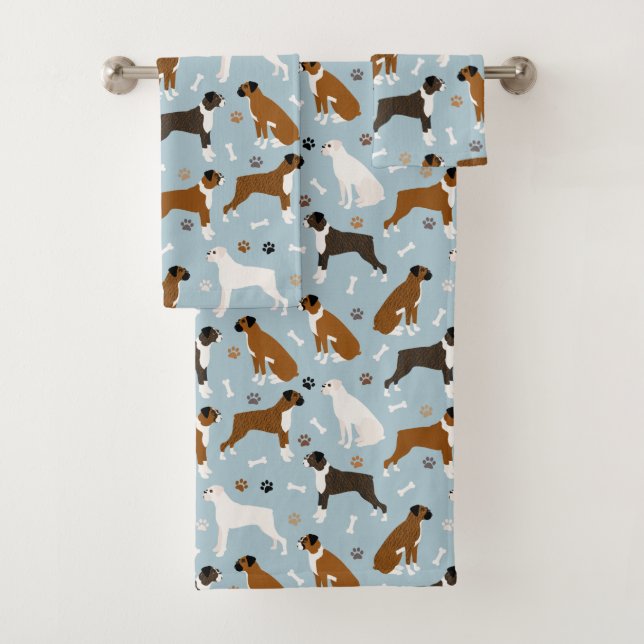 Boxer Dog Bones and Paws Bath Handtuch Set (Insitu)