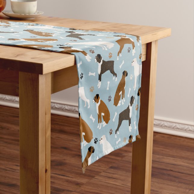 Boxer Dog Bones and Paws Kurz Table Runner Kurzer Tischläufer (Beispiel)